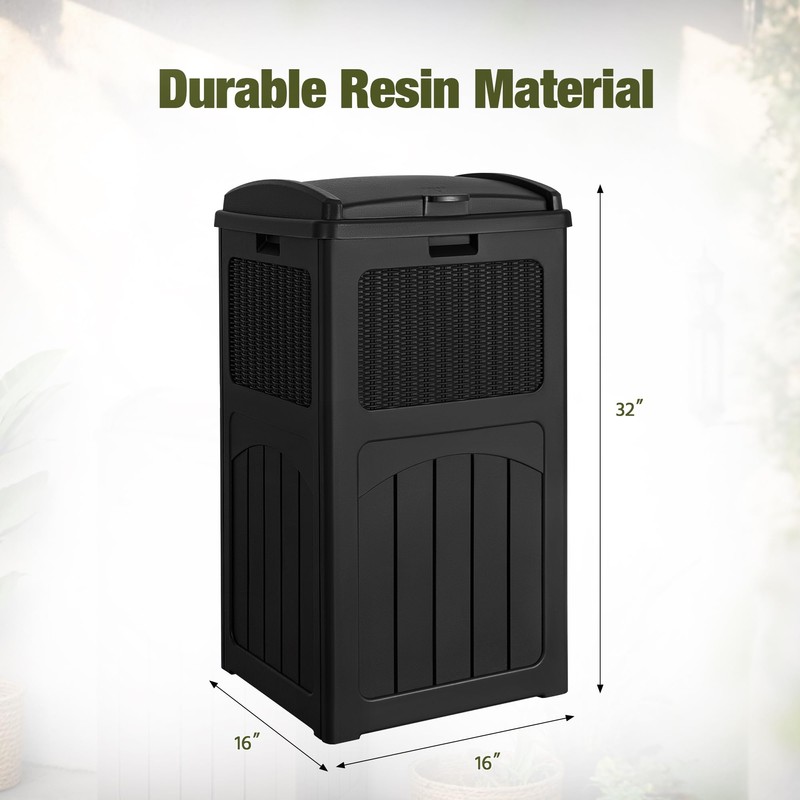 Devoko 33 Gallon Outdoor Trash Can with Dual Lid, Heavy
