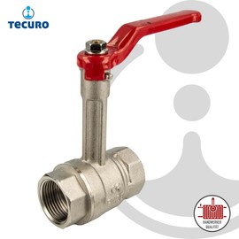 tecuro Ball Valve with Extended Spindle, Both Female Thread Rp 1/2 Inch (DN 15) Nickel-Plated Brass