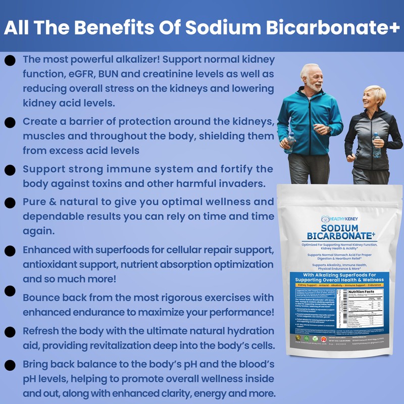 Organic Sodium Bicarbonate Alkaline Supplement For Alkalinity. Support Kidneys &