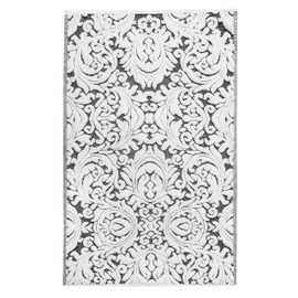 COTTON CRAFT Bath Tub Mat - Sculpted Damask Terry Jacquard Step Out Floor Mat - Heavyweight 1100 GSM Low Lint Absorbent Luxury Bathroom Mat - Hotel Spa Shower Rug -Not a Bathroom Rug - 21 x 34 - Black