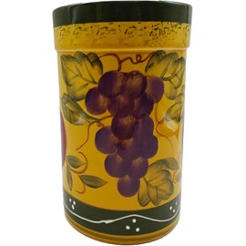 ACK Tuscany Collection Deluxe Mixed Fruit Hand Painted Ceramic Utensil Jar, Utensil Holder, Utensil Crock, Modern Kitchen Decor, Kitchen Storage for Spoon, Ladle, Spatula and More