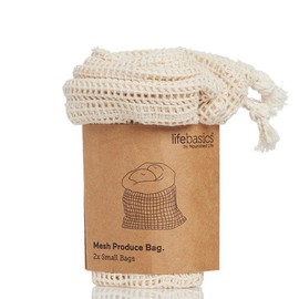 Life Basics by Nourished Life Unbleached Cotton Mesh Produce Bag, Medium x 2 pack