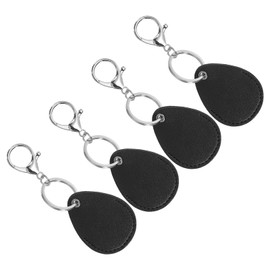 PATIKIL Leather Key Fob, 4 Pack PU Leather Key Fobs with Key Rings Keychain Holder for Keys ID Key Cards, Black
