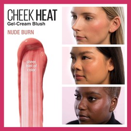 Maybelline Cheek Heat Gel-Cream Blush, lightweight, Breathable Feel, Sheer Flush Of Colour, Natural-Looking, Dewy Finish, Oil-Free, Face Makeup, Nude Burn, 10ml