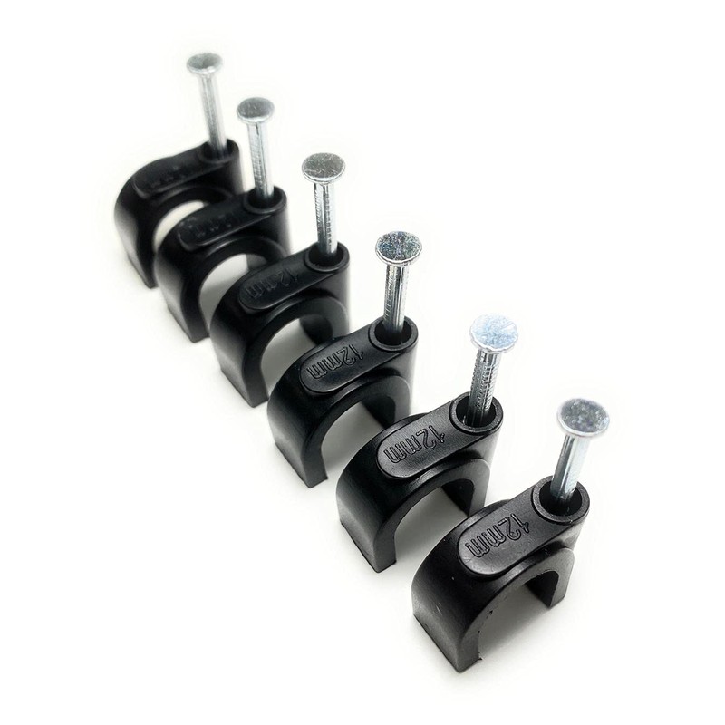 280 Pcs 12mm Type K Black Round Cable Clips