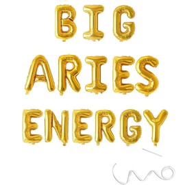 Big Aries Energy Banner,Aries Birthday Decorations,Aries March/April Birthday Party Decor for Constellation Zodiac 18th 20th 25th Birthday Party Decorations,Gold