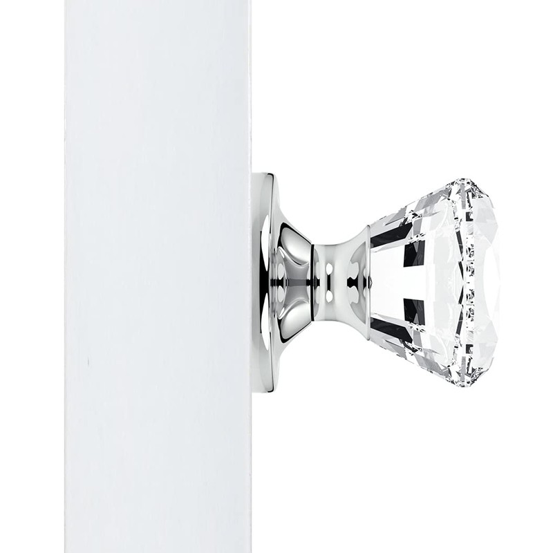 Kobelle- Diamond Round Brilliant Crystal Door Knobs Polished Chrome Round