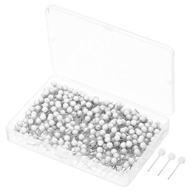 PATIKIL Push Pins, 500 Pack Plastic Round Head Map Tacks Thumb Steel Point for World Maps Cork Boards, White