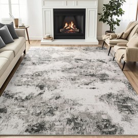 Asrug Abstract Area Rug 5x7 Feet - Black and Grey Rug Non-Slip, Living Room Bedroom Kitchen Carpet, Machine Washable 5'x7', Easy Clean Soft Indoor Floor Decor for Office Bathroom,Black/Grey/White