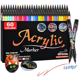 LSHSXPX - 60 Colores Rotuladores Acrilicos, Juego de Rotuladores Acrílicos, Plumones Profesionales para Dibujo, Rotuladores de Pintura, Ideal para Aficionados, Artistas
