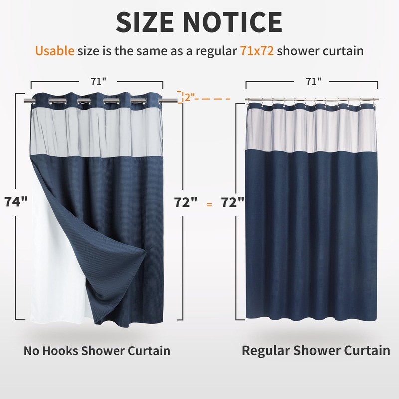 No Hooks Required Dotted Waffle Weave Shower Curtain with Snap