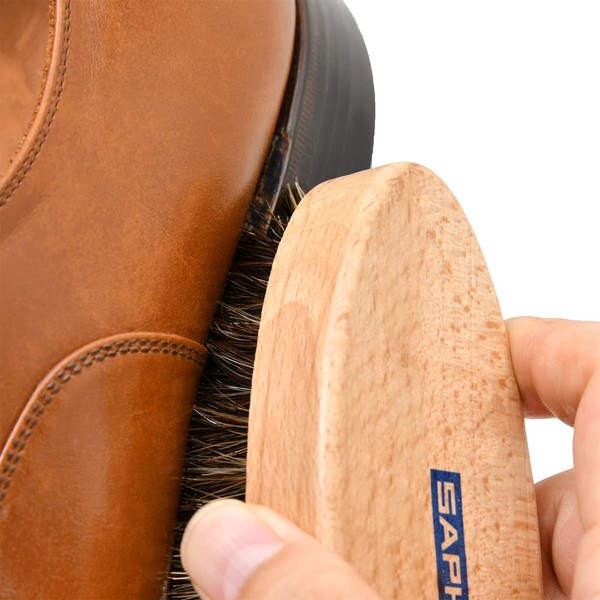 Saphir Men's Horse Hair Brush, Suitable for Polishing Leather Products, Polisher Hose Hair Brush, 100% Natural Horse Hair, Shoe Polishing, Bag, Care, Dust Remover, natural