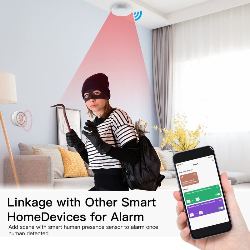 Sunydog Tuya WiFi Intelligent Siren Sensor ble and Visual Alarm
