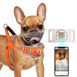 ADVENTUREMORE Small Dog No Pull Harness with QR Code Dog Tag, Adjustable Reflective Vest, Escape Proof with Easy Control Front Clip Handle for Training Walking S Orange