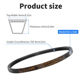 Focmkeas K31 V-Belt,0.31x0.24/8x6mm, Power Transmission Belts, Suitable for Automobiles, Drilling Machines, Table Saws, Electrical Appliances