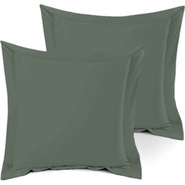 Saferay Green European Square Pillow Shams Set of 2pc 100% Egyptian Cotton Cushion Cover, Super Soft Decorative, European Square 26" x 26" (Dark Gray)