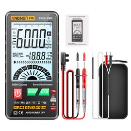 616 Large Screen Backlight Digital Multimeter 6000 Counts Ultra Thin Intelligent AC DC Voltage Current Multimetro Test Tool - Black(no box)