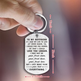 Yobent Boyfriend Christmas Anniversary Keychain, I Love You Gifts for Boyfriend, Unique Birthday Valentine's Day Present