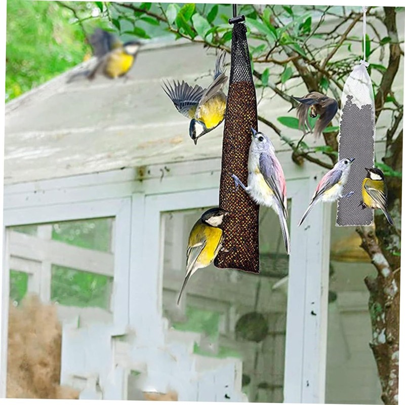 CIYODO 8Pcs Hanging Mesh Bird Feeder Bags Durable Drawstring Net
