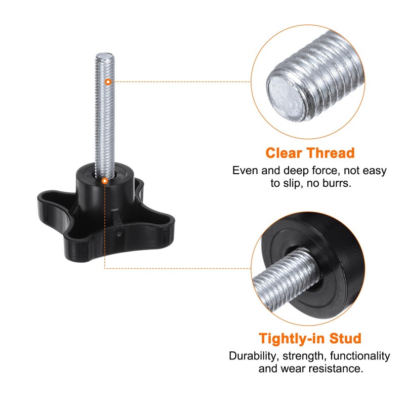 sourcing map 2pcs Star Knobs M8 x 45mm Male Thread