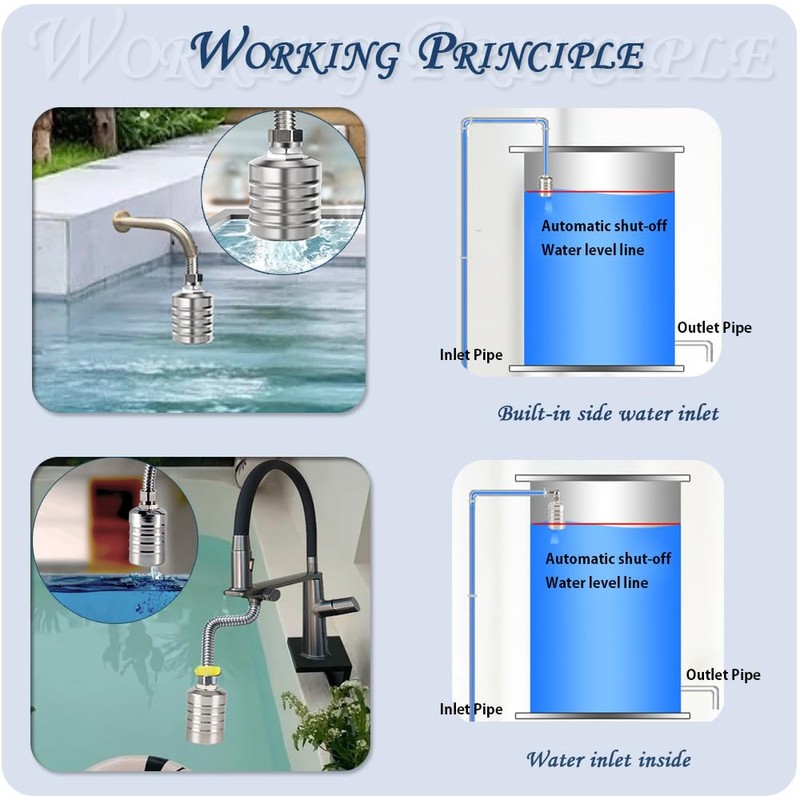 2PCS Float Valve,1/2" to 3/4'' water level control float valve,