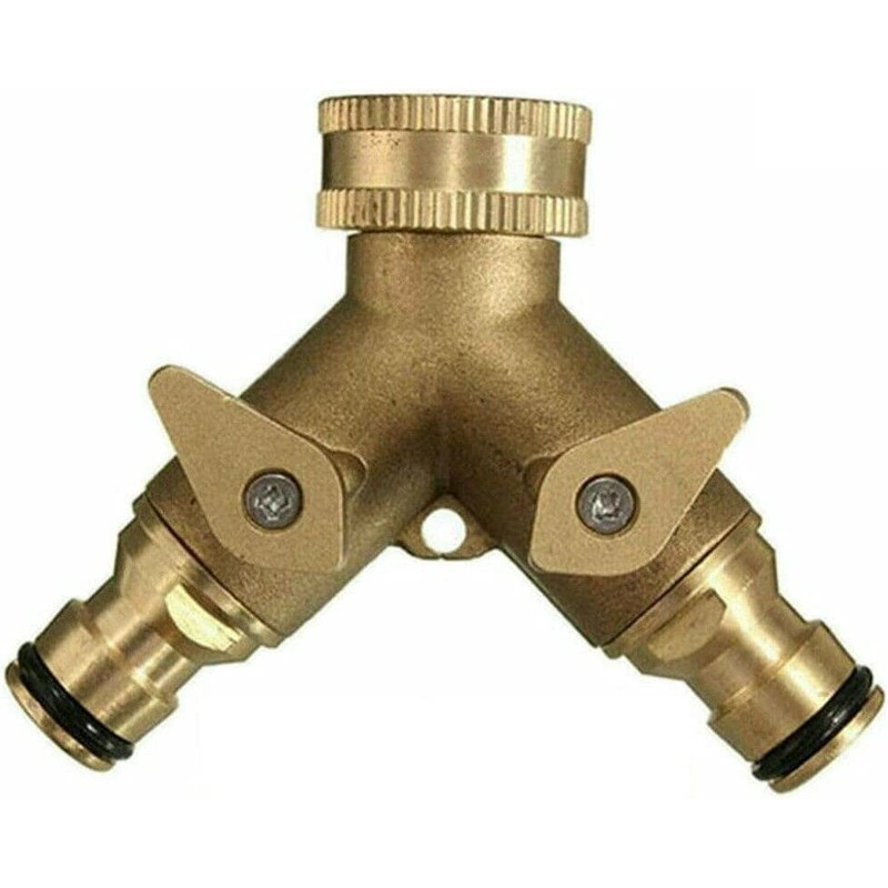 Unibos | Solid Brass Double Hose Connector for Outdoor Tap