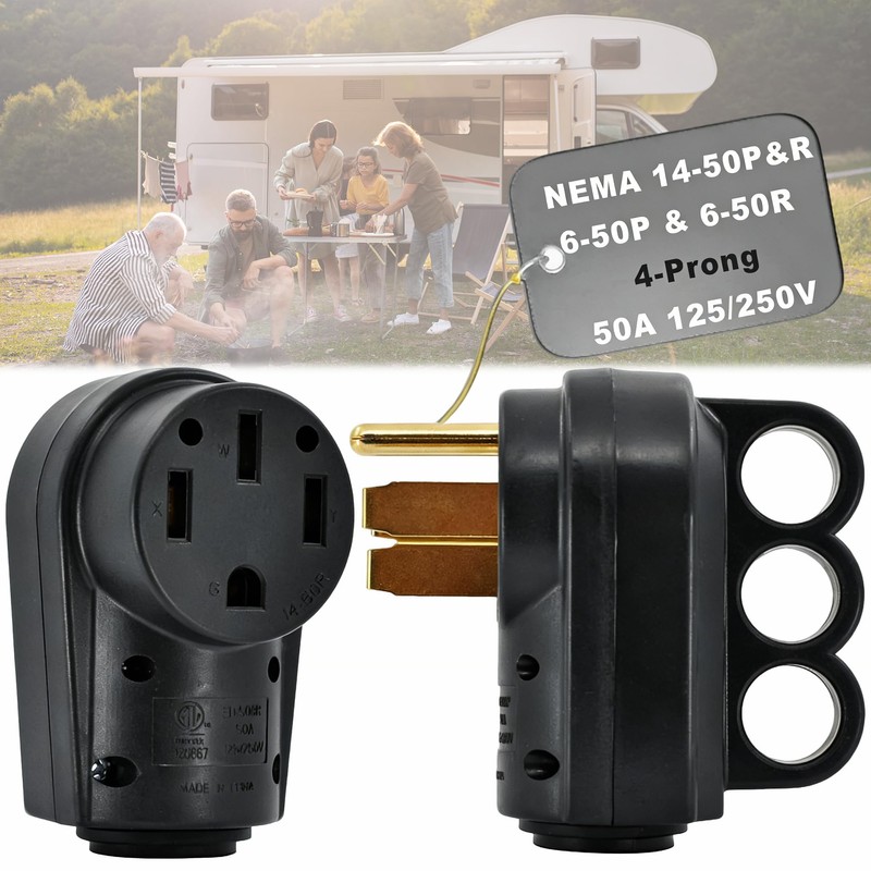 50 Amp Female 6-50P Plug & 6-50R Receptacle Set for