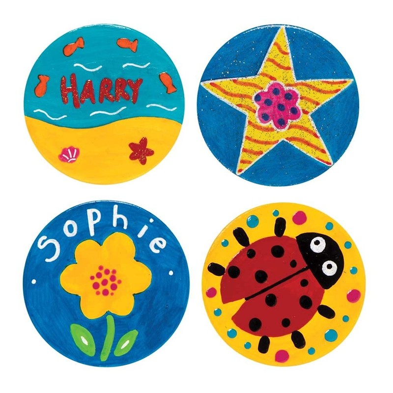 Baker Ross FE527 Round Ceramic Coasters - Pack of 6,
