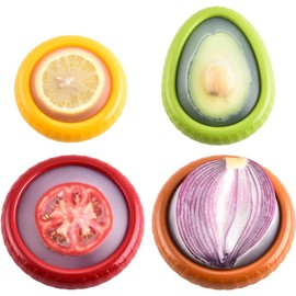 4 Piezas Almacenamiento de Silicona, Reutilizables Organizador de Refrigerador para Frutas y Verduras, Aguacate, Cebolla, Jitomate, Limones, Tomates, Patatas