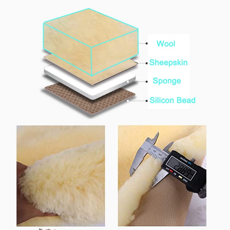 OGLAND Fluffy Genuine Australia Sheepskin Car Seat Cover for Auto