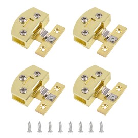 UFURMATE Cabinet Hinge, 4Pcs Gold Unilateral Adjustable Glass Door Clamp Hinges Zinc Alloy Side-Mount Pivot Hinges 90 Degree Bright Clip Hinge Replacement for 5-7mm Frameless Glass Cabinet Door