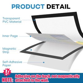 YixangDD 30 Pack Magnetic Sign Holder 8.5 x 11,Self-Adhesive Magnetic Wall Mount Sign Holder , Magnetic Document Holder for Wall Window Office Poster Store