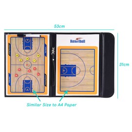 Foldable Basketball Coaching Board with Magnetic Number Pieces & Marker Pen Color Full Court Half Court Strategy Board Training Drill Aid