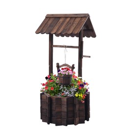 Notume Garden Wooden Decor Rustic Wishing Well Planter Outdoor Home Décor for Patio, Upgrade Wishing Well Garden, Yard Hanging Bucket Patio Lawn Backyard Home Decor