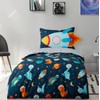 Sleepdown Dinospace Rocket Stars Navy Multi Reversible Duvet Cover Quilt