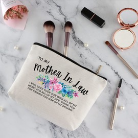 Birthday Gifts for Mother in Law from Daughter in Law Zipper Travel Makeup Bag Bridal Shower Gifts Christmas Mothers Day Wedding Unique Gifts for Mother in Law from Daughter in Law