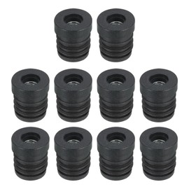 sourcing map 10Pcs Inserts for Round Tubes with M6 Thread, for 19mm/0.75" OD Round Tube, Round Black Plastic Plug Caster Insert Chair End Caps Furniture Leg Plug