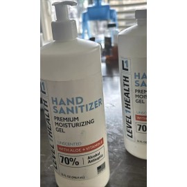 Level 1 Health Hand Sanitizer  Premium Moisturizing Gel Unscented W/ Aloe+vitamin E Set Of 2