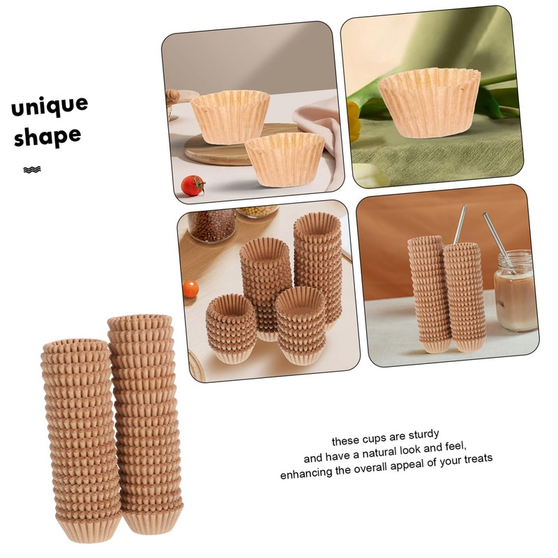 NOLITOY 1000pcs Mini Muffin Baking Cups Kraft Paper Cupcake Liners