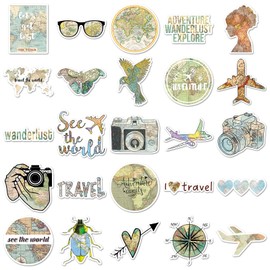 Bric Dodo Pack of 50 Card Stickers Car Laptop Phone Guitar Skateboard Motorcycle Bicycle Retro Map Stickers Set Vinyl Waterproof Aesthetic Stickers for Teenagers Children Adults