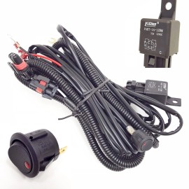 KINSTECH 9006 12V 30A Wiring Harness Fog Light Relay Kit ON/OFF Switch 2 Plugs Wire 10 ft
