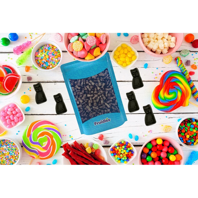Fruidles Black Licorice Cats, Dutch Licorice Candy Gummies (8oz)