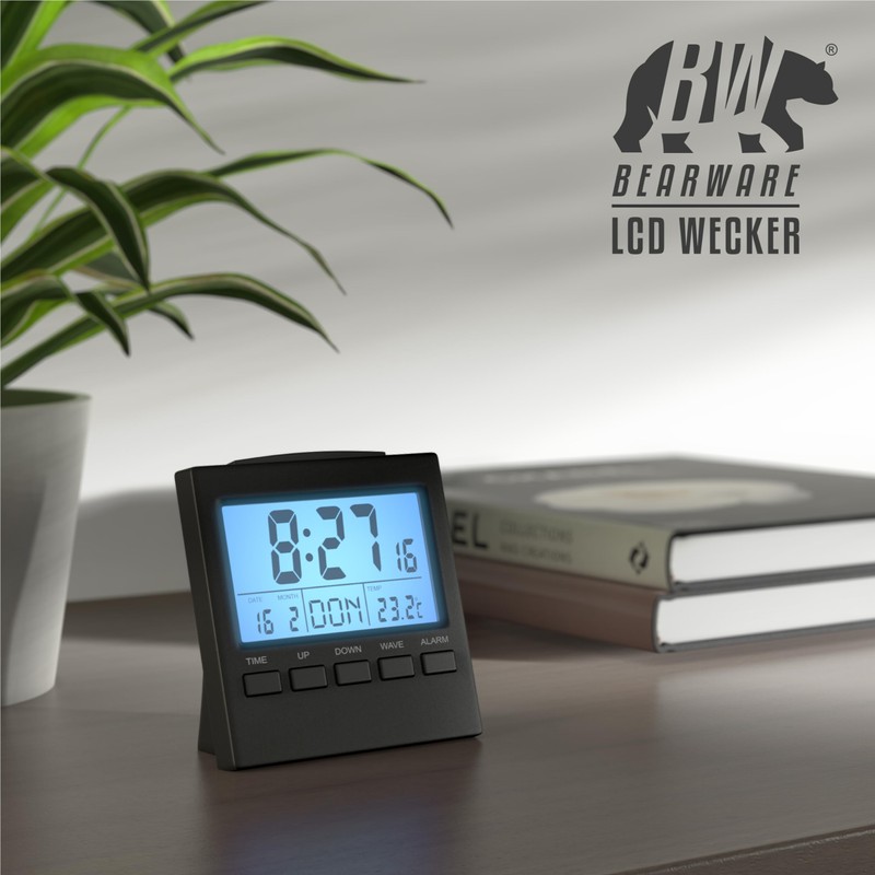 CSL - Funkwecker digital mit Temperaturanzeige - DCF-Funkuhr Reisewecker -