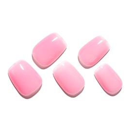 GLAMERMAID Pink Press On Nails Extra Short Square, Handmade Jelly Soft Gel Nails Fake Nails kit, Natural Nails Manicure Kits Stick Glue on Nail for Women Reusable Acrylic Stick on False Nail