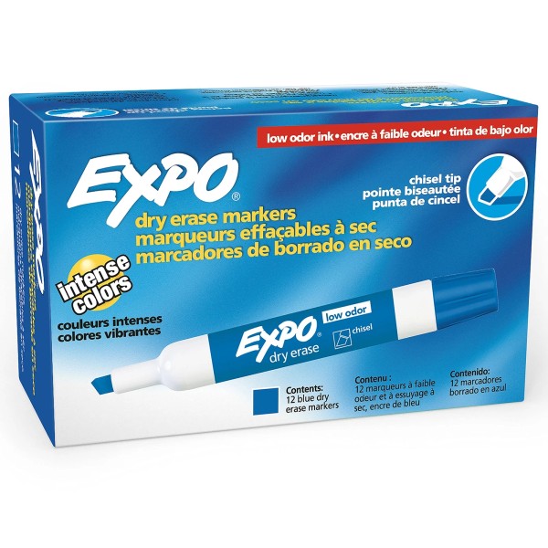 Expo 12 Count Blue Dry Erase Markers Chisel Tip Low