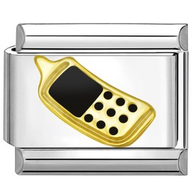 UNY JEWEL Italian Charm 9mm Stainless Steel Cell Phone Design Modular Charm Link for Bracelets Unisex Jewelry