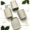 Juego de accesorios de baño beige mate, 4 dispensadores de