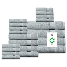 Delara Organic Cotton Luxuriously Plush Bath Towel 20 Piece Set|GOTS & Oeko-TEX Certified|Premium Hotel Quality Towels|Feather Touch Technology|650 GSM Long Staple|Soft, Quick Dry & Ultra-Absorbent