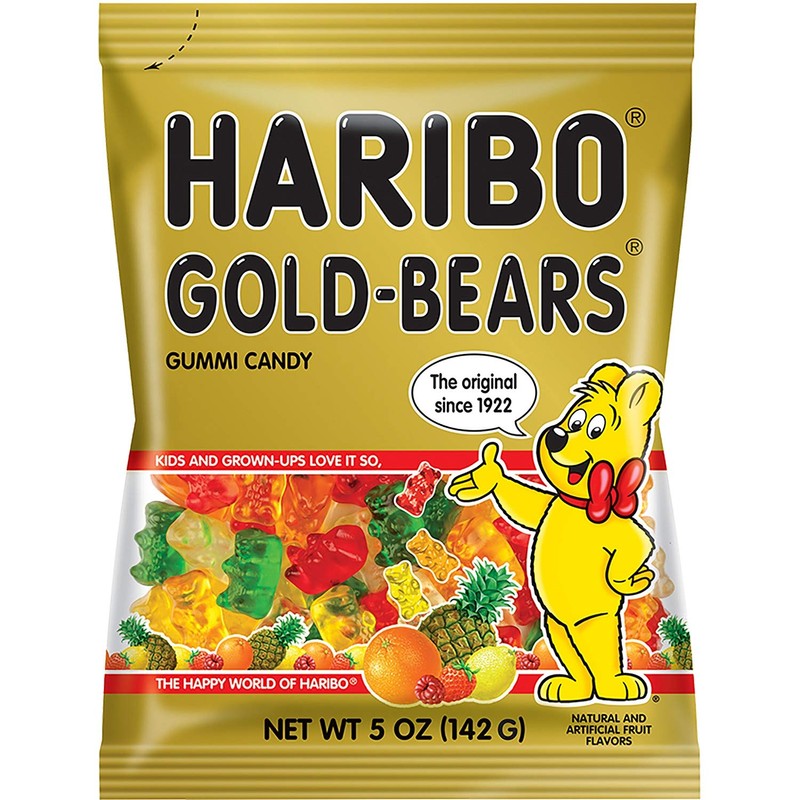 Haribo 30220 Gold-Bears Gummi Candy, Original Assortment, 5oz Bag, 12/Carton