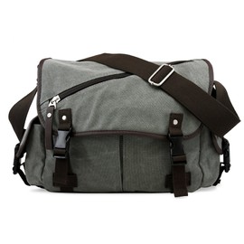 OCT17 Men Messenger Bag College Shoulder Canvas Vintage Crossbody Military Satchel Bag Laptop Gray